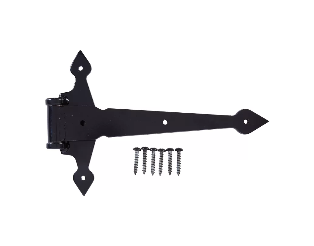 Decorative Gate T-Hinge, Spear, Extra Heavy Duty, Black, 13 In.