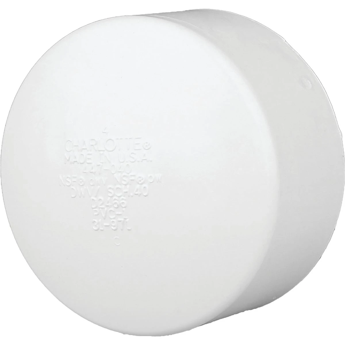 Schedule 40 DWV PVC Hub Cap, 6 In.