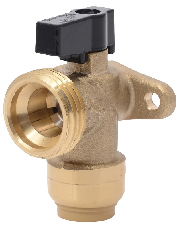 Push-To-Connect Washing Machine Angle Valve, Brass, 1/2 x 3/4 In.