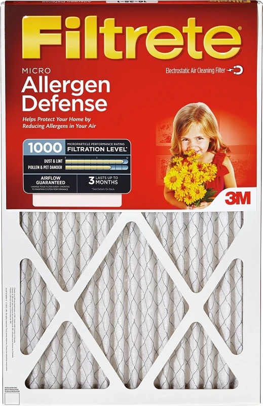 10x20 x 1 In. Micro Allergen Defense Pleated Furnace Air Filter, Red, MPR 1000, 3 Months