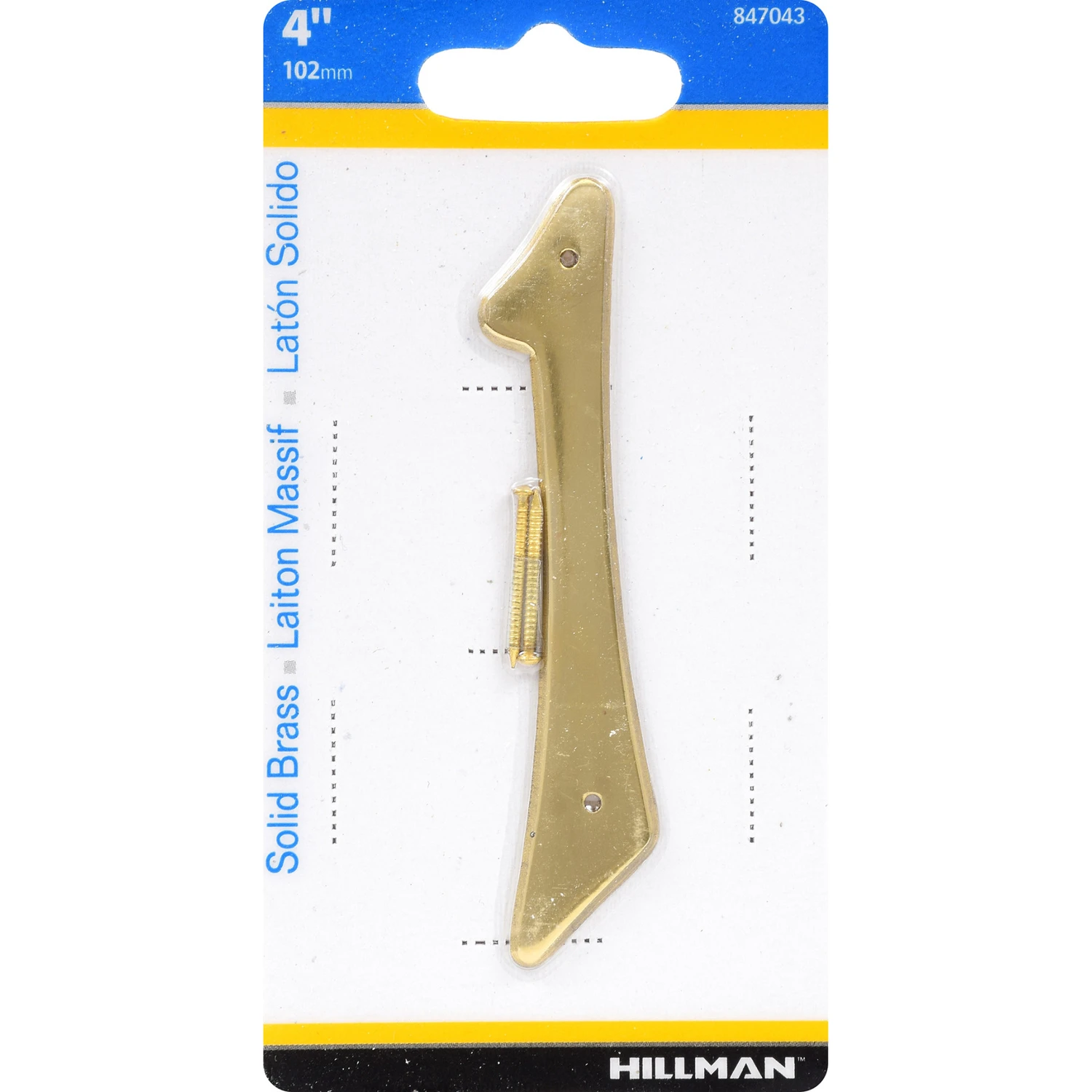 House Address Number 1, Nail-On, Brass, 4-In.