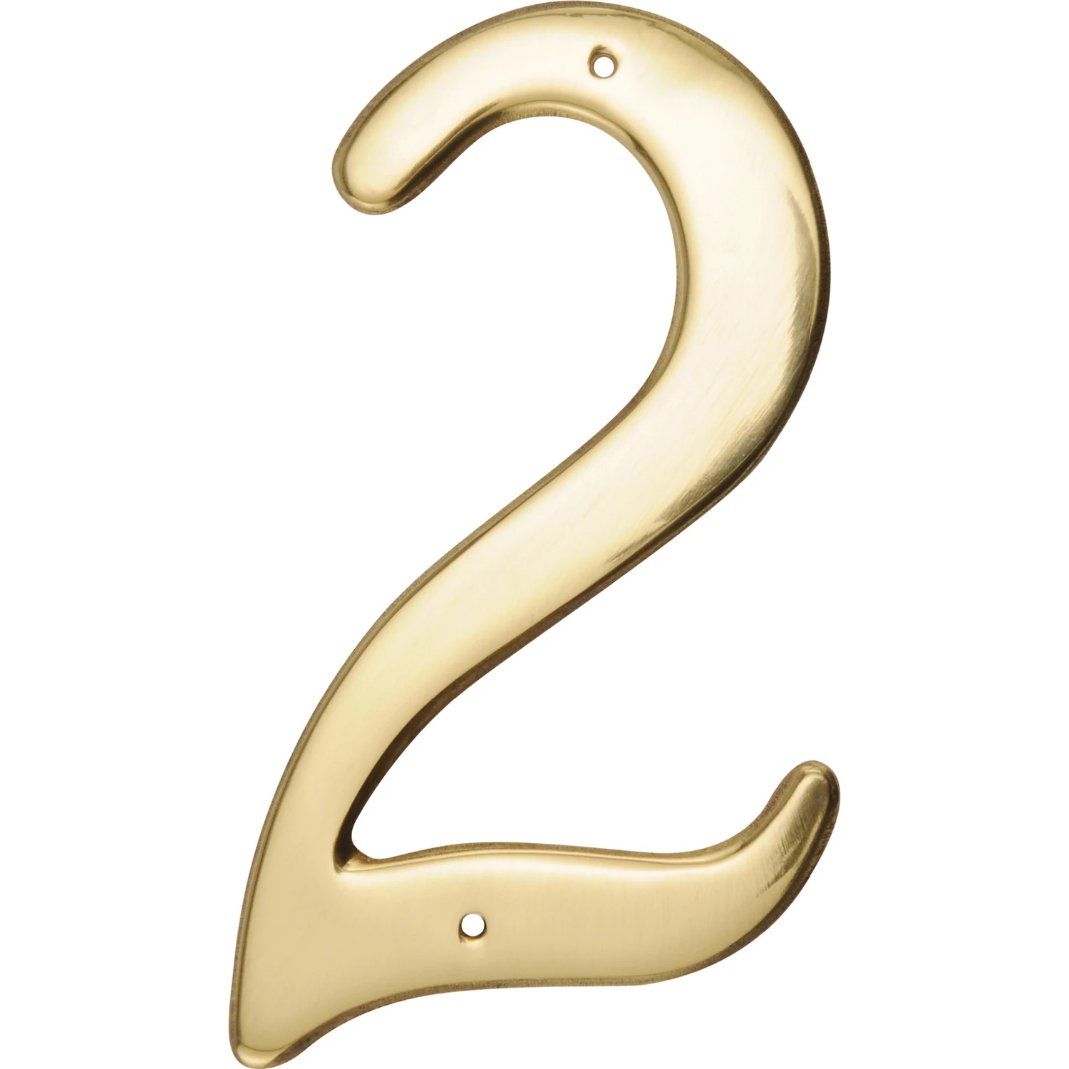 House Address Number 2, Nail-On, Brass, 4-In.