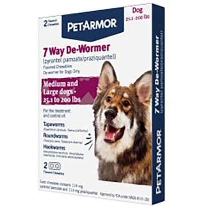 7 Way De-Wormer for Medium and Large Dogs, 25-200-Lbs., 2 Tablets