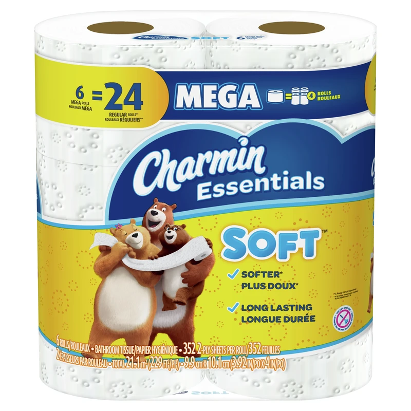 Essentials Soft Toilet Paper, 330 Sheets Per Mega Roll, 6-Rolls