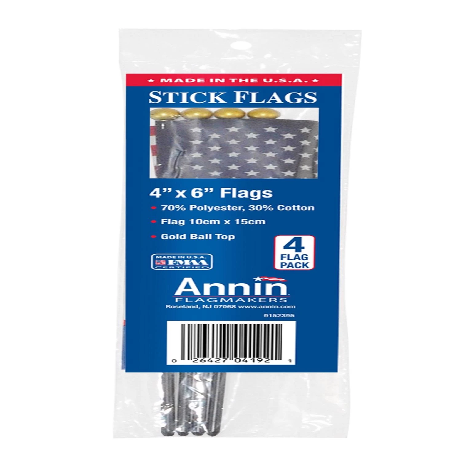U.S. Handheld Flags, 4 x 6 In., 4-Ct.