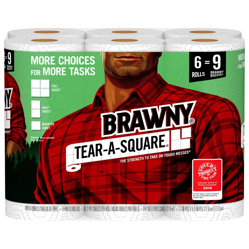 Tear-A-Square Paper Towels, White, 100-Sheet Roll, 4 Double Rolls