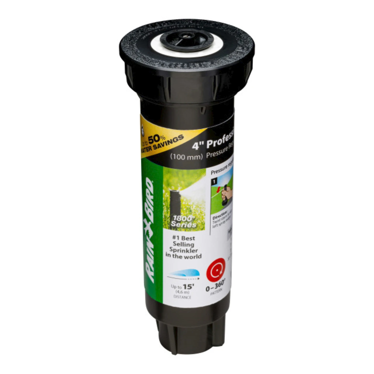 1800 Pro Series Sprinkler Head, PRS, Adjustable Pattern, 15-Ft. Max Spray, 4-In. Pop-Up