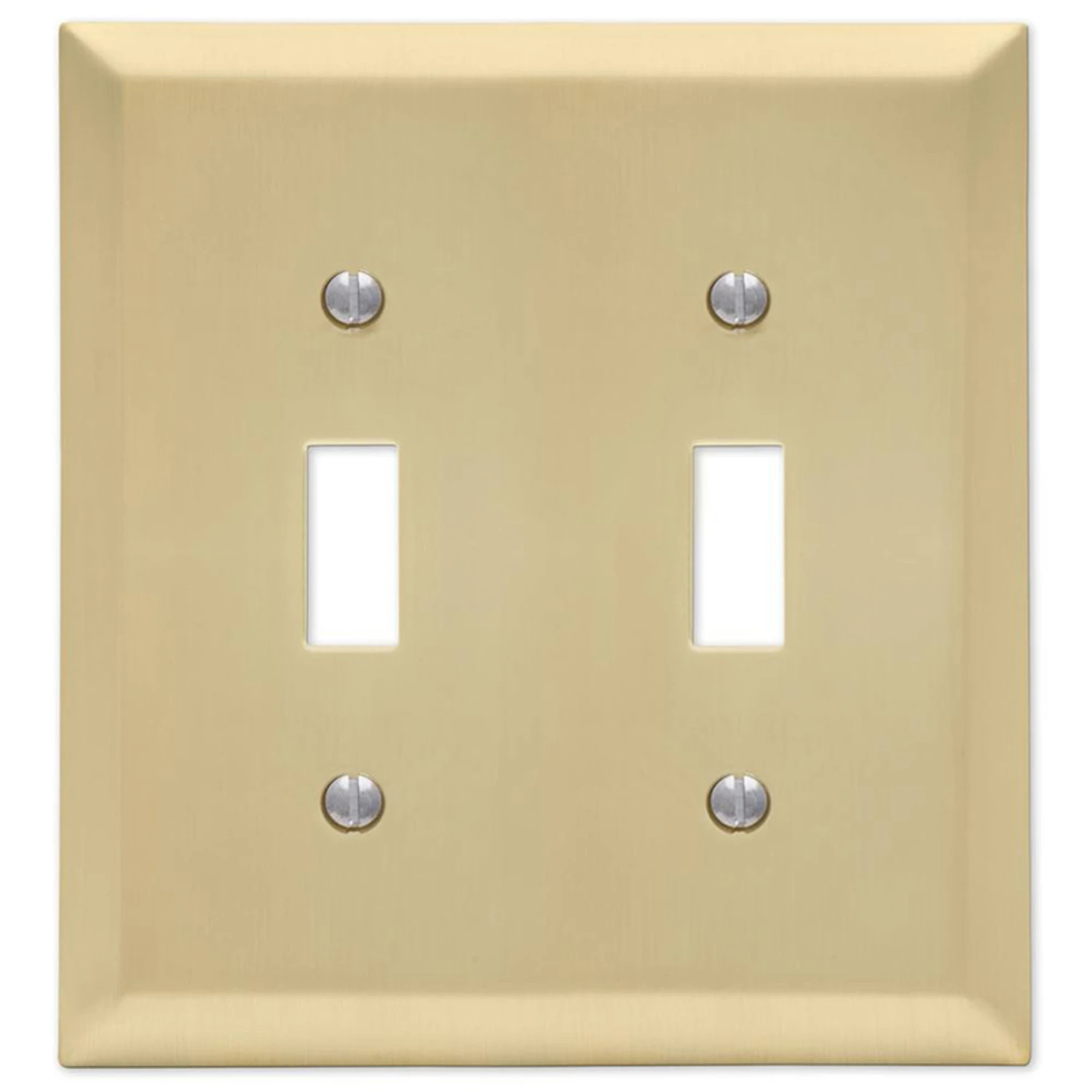Century Wall Plate, Satin Brass, Steel, 2 Toggle