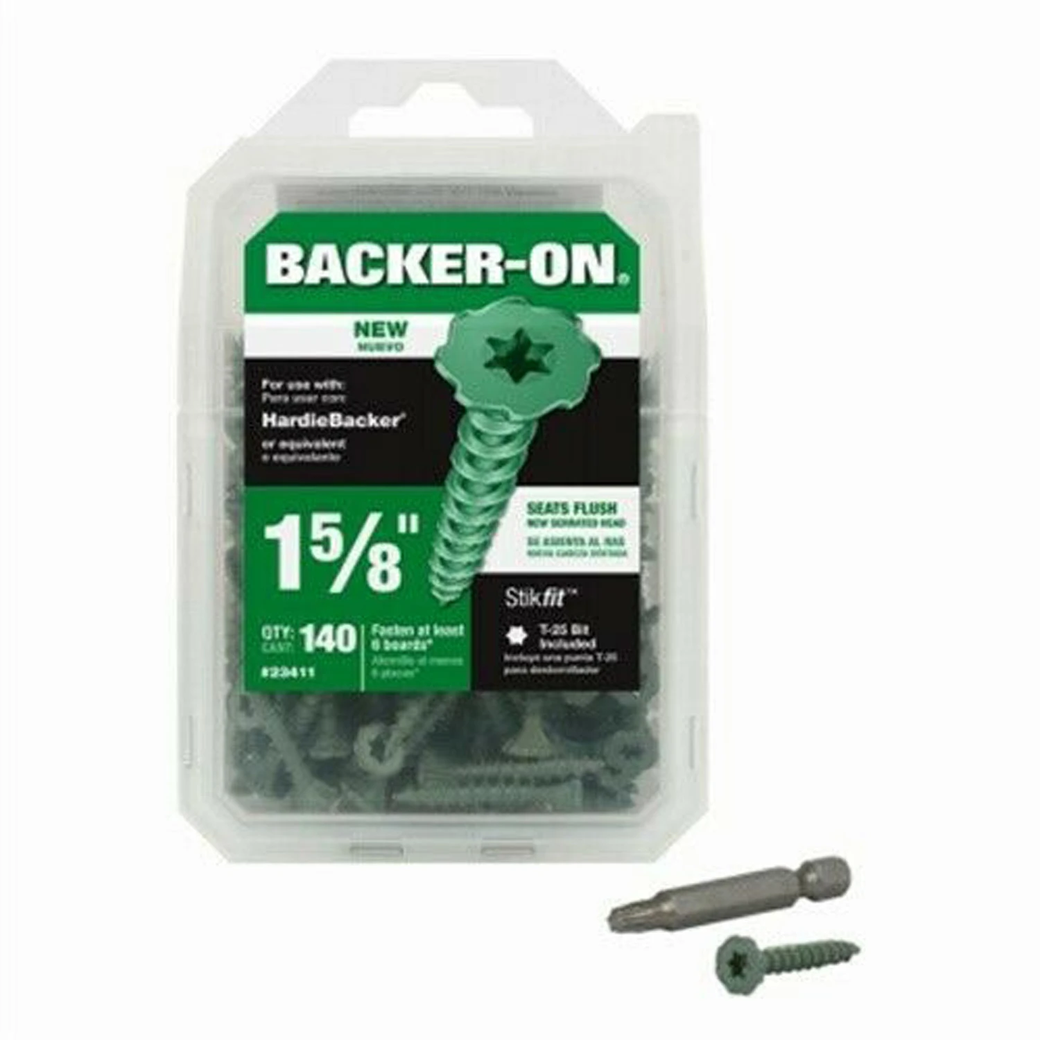 Cement Board Screws, Flat Head Star Drive, #9 x 1-5/8 In., 140-Ct.
