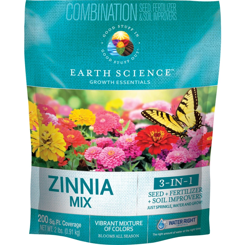 Growth Essentials Zinnia Flower Seed Mix, Covers 200 Sq. Ft., 2 Lbs.