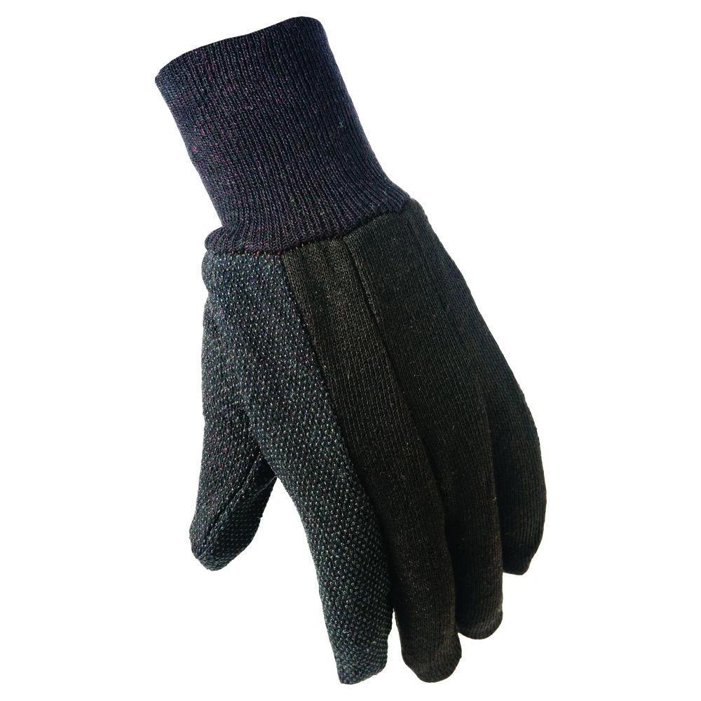 Dot Jersey Gloves, Brown Cotton, Men's M