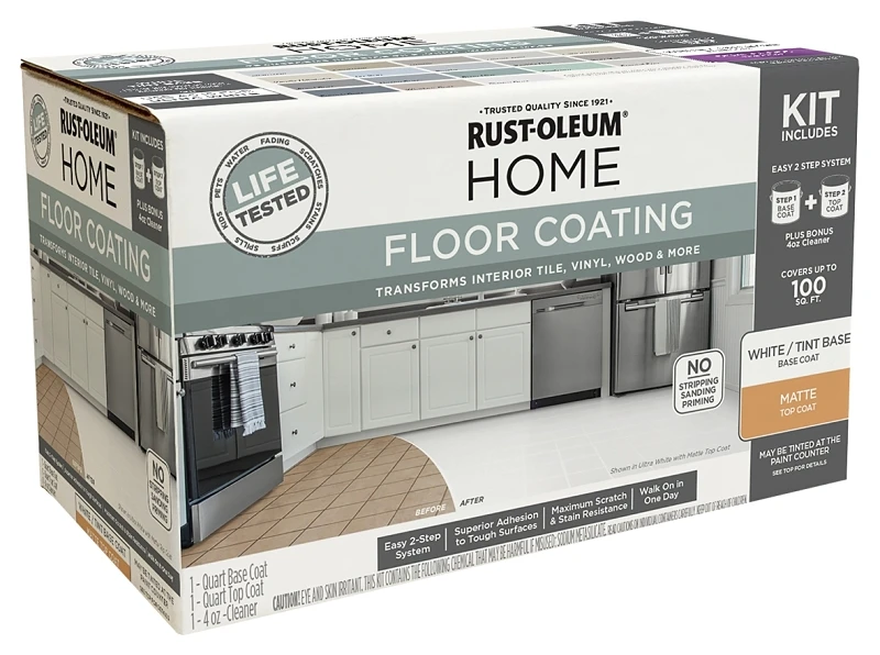 HOME Flooring Coating Kit, Ultra White Base + Top Coat, Qt. Each
