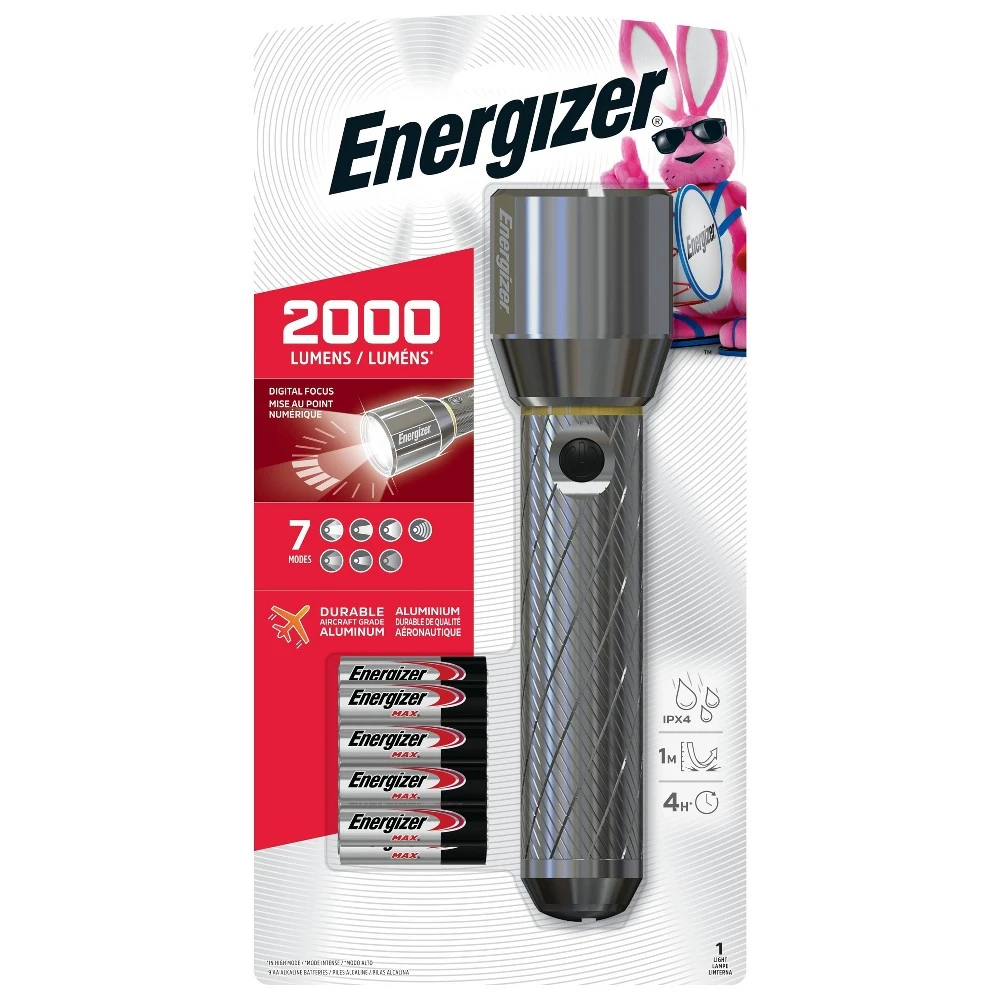 Vision HD Ultra LED Flashlight, Water Resistant, 2000 Lumens, AA Batteries Included