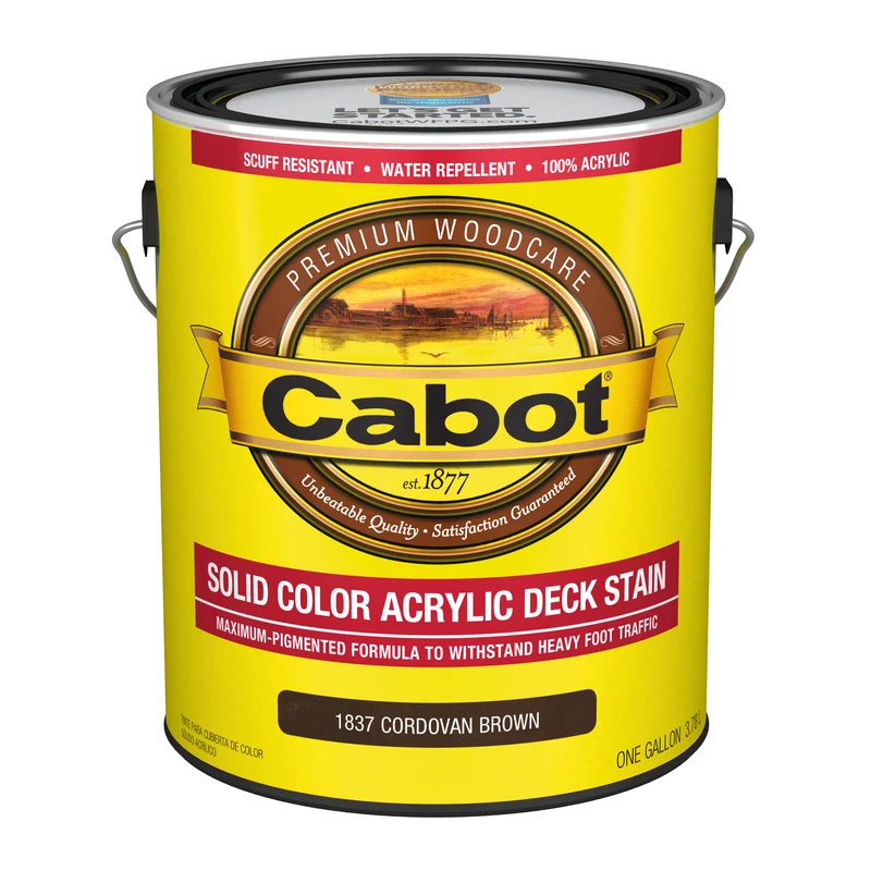 Deck Stain, Acrylic, Cordovan Brown Sold Color, 1-Gallon