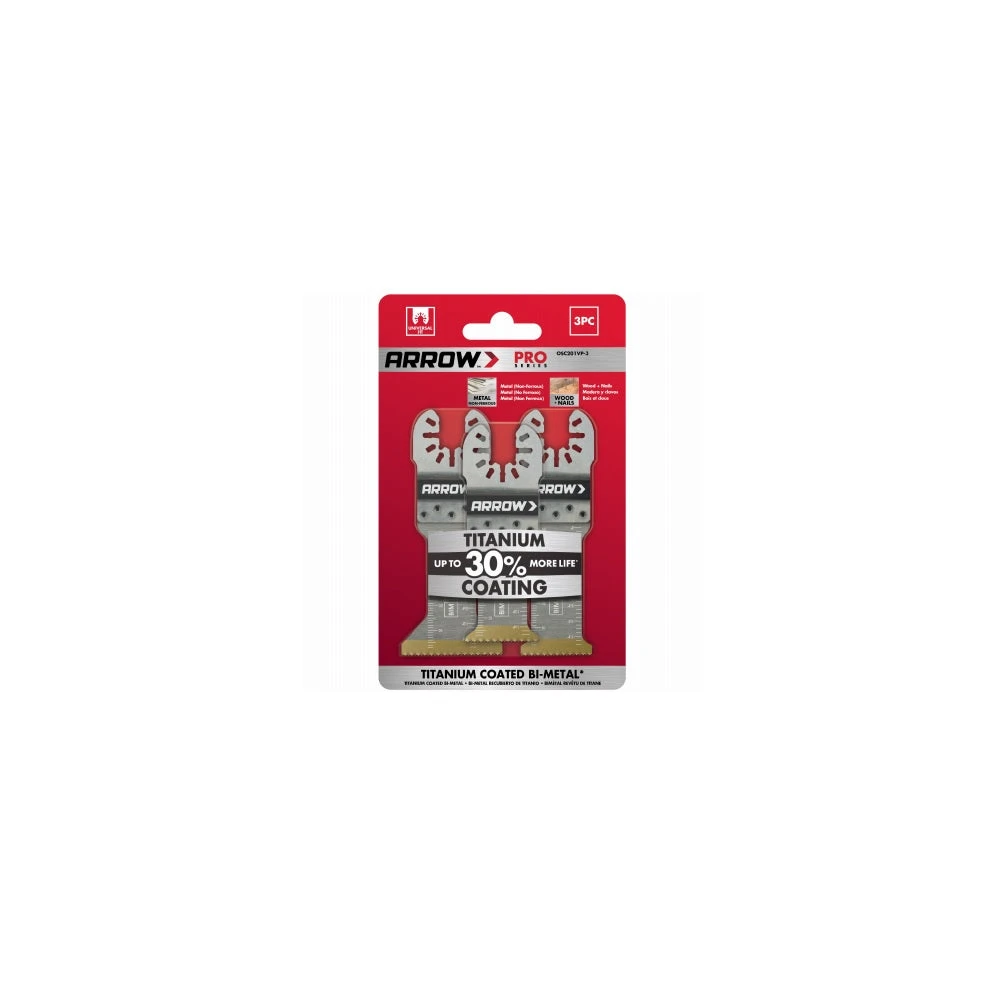 Titanium Metal/Wood Oscillating Tool Blades, Assorted 3-Pk.
