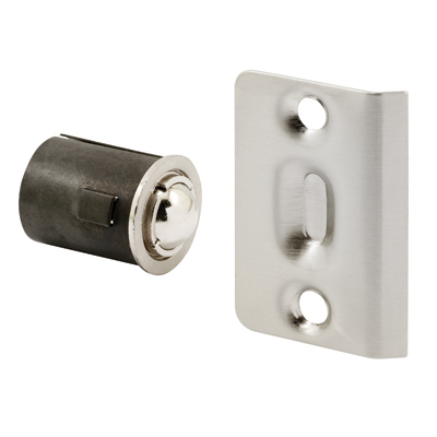 Drive-In Ball Door Catch with Strike, Satin Nickel