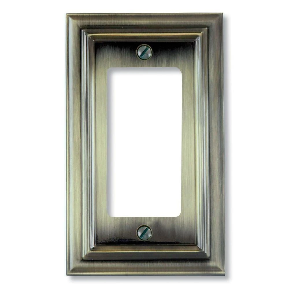 Continental Wall Plate, Brushed Brass, Metal, 1 Rocker