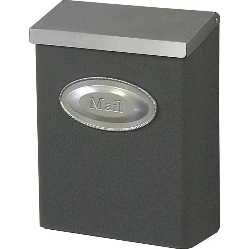 Designer Vertical Wall Mount Mailbox, Concealed Lock, Medium, Venetian Bronze Steel + Satin Nickel