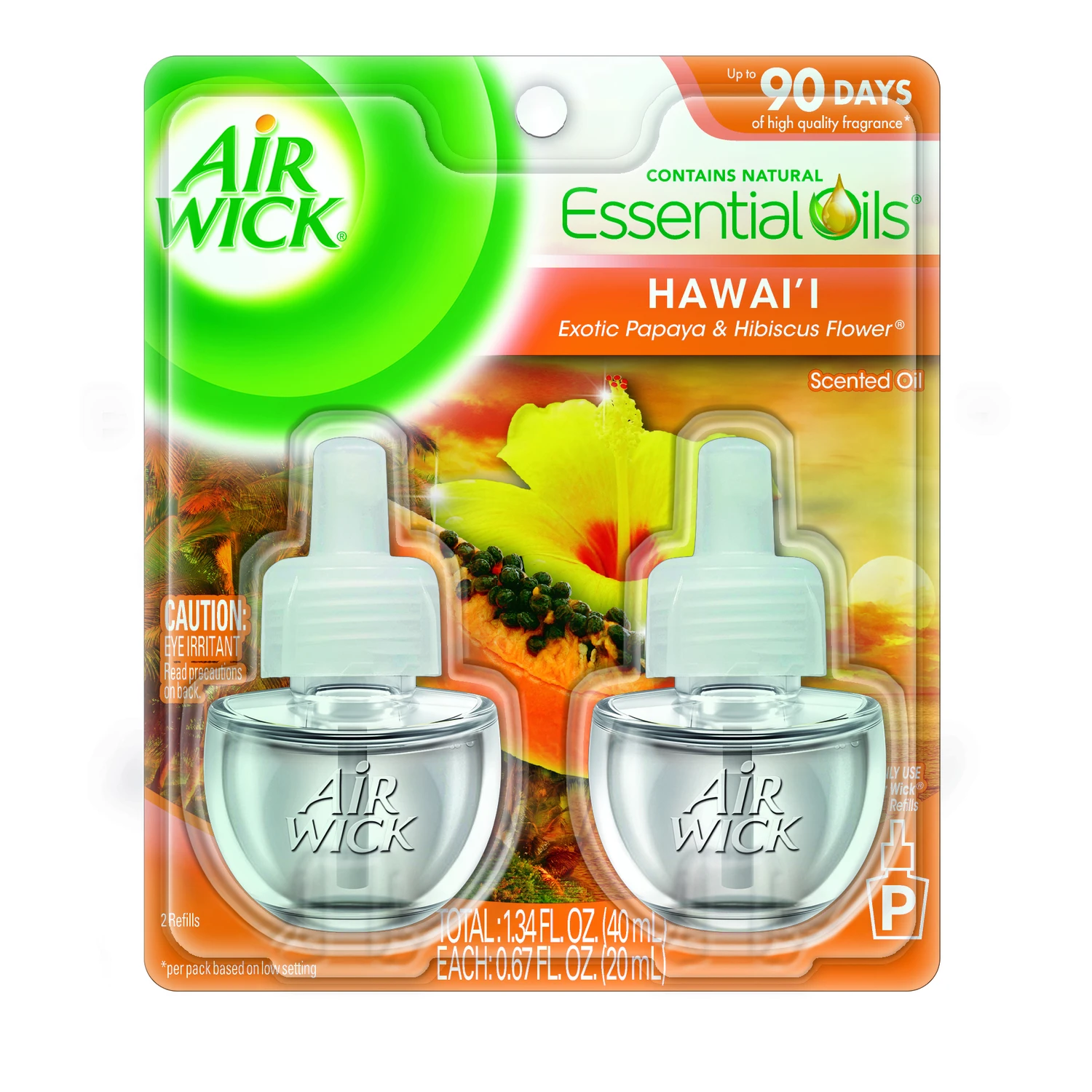 Scent Oils Refill With Aromatherapy, Hawaii Exotic Papaya & Hibiscus, .80 oz., 2-Pk.
