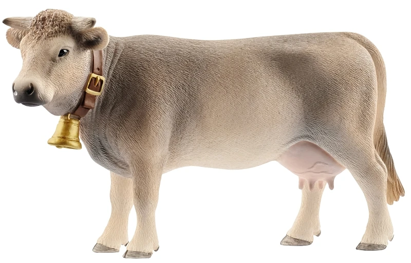 Braunvieh Cow Toy Animal Figure, Tan & White, Ages 3 & Up