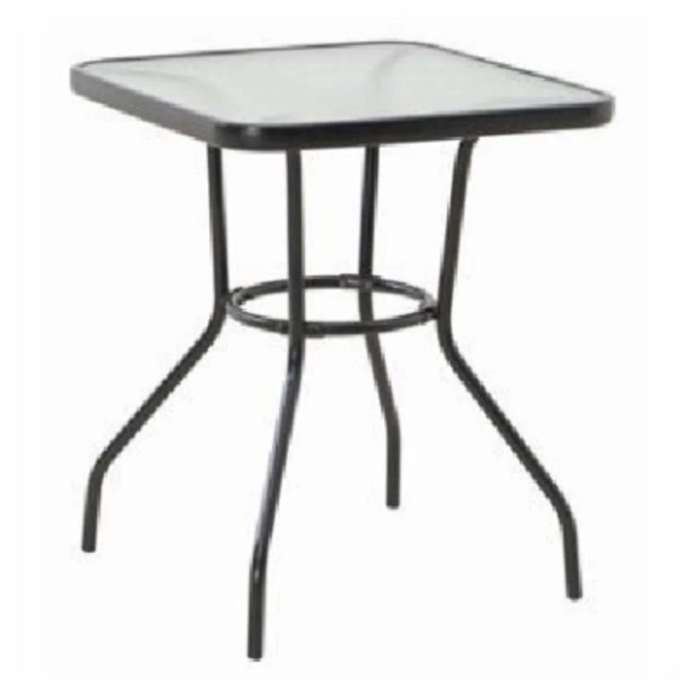 Sunny Isles Table, Black Steel, Glass Top, 24 In.