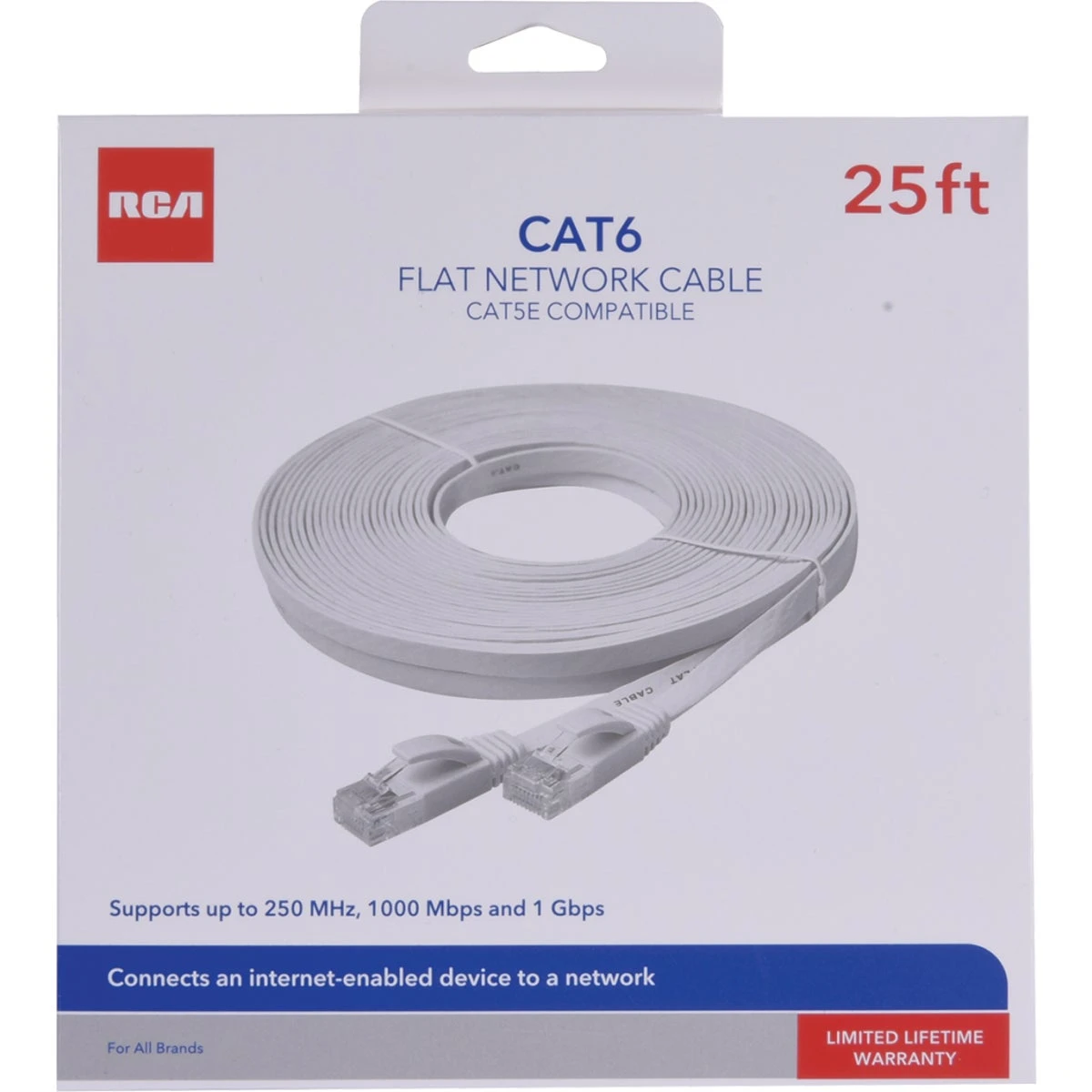 Cat 6 Flat Network Cable, 25 Ft.