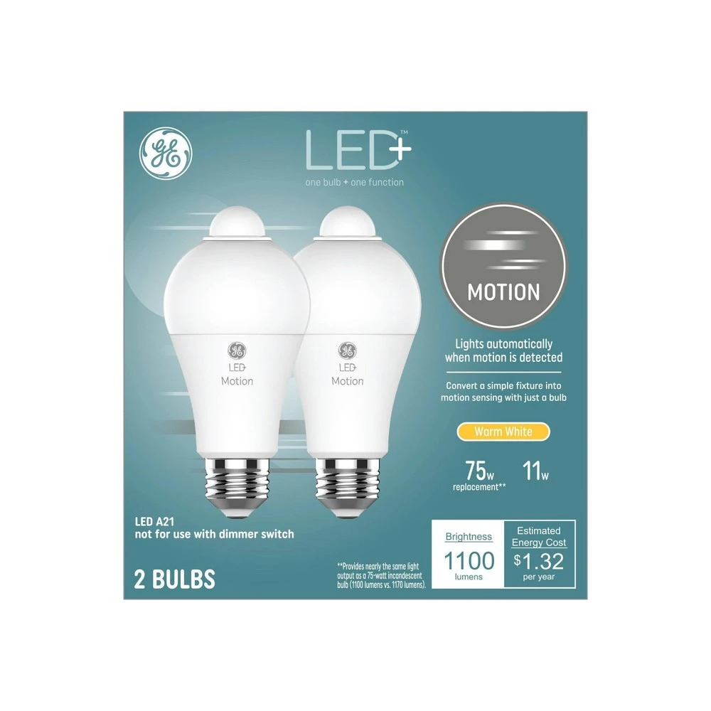 LED+ Motion-Sensing Light Bulb, Warm White, A21, 1100 Lumens,11 Watt