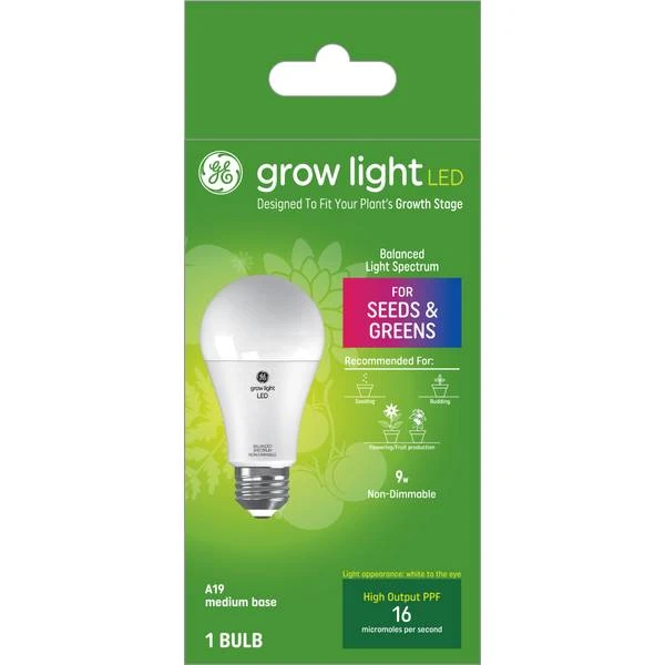 LED Horticultural Grow Light Bulb for Seeds & Greens, A19 Shape, 1.9 Watt