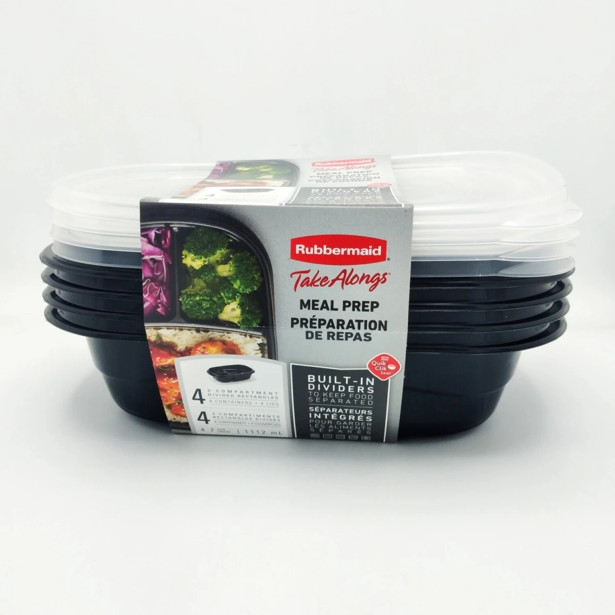 TakeAlongs Divided Food Storage Containers, 4.7 Cup, 4-Pk.