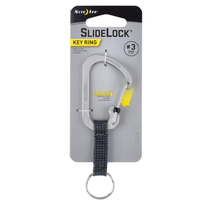 SlideLock Key Ring Carabiner, Stainless Steel