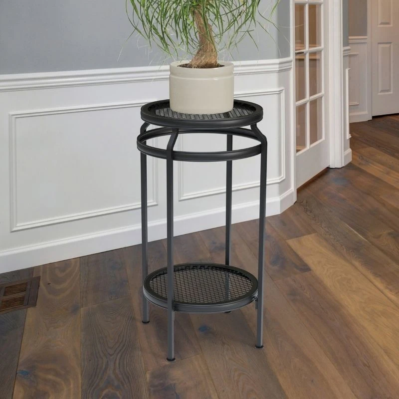 New Age Double Plant Stand, Black, 20 In.