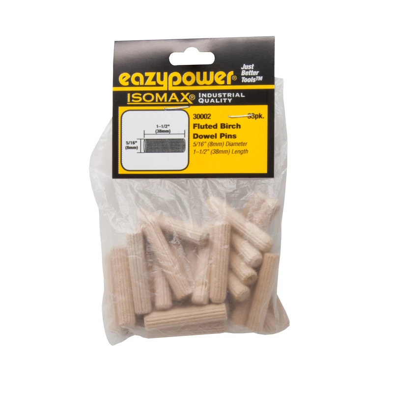 Fluted Dowel Pin, 5/16 x 1-1/2 In., 33-Pk.