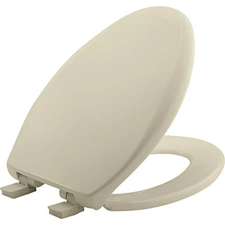 Affinity Elongated Plastic Toilet Seat, Soft Close, Never Loosens, Bone
