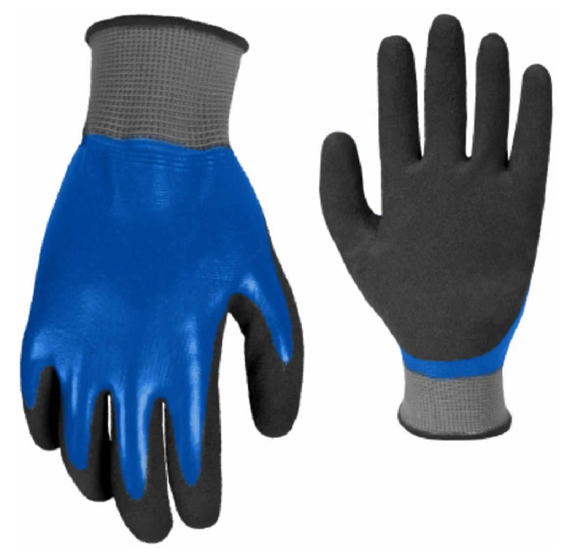 Double Dip Coated Gloves, Textured, Water Resistant, Men's XL