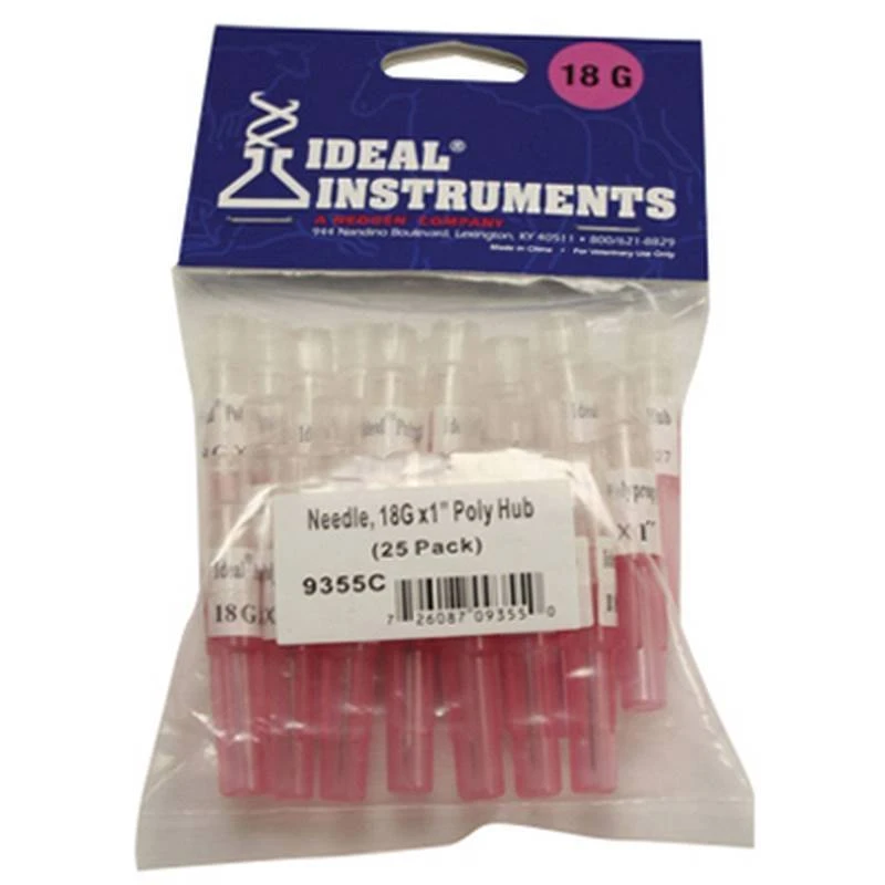 Livestock Injection Needles, Disposable, 1 In. Poly Hub, 18-Ga., 25-Pk.