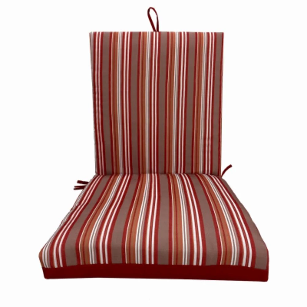 Patio Premiere Seating Cushion, Stripes Reverse to Solid Red, 44 x 21 x 4 In.