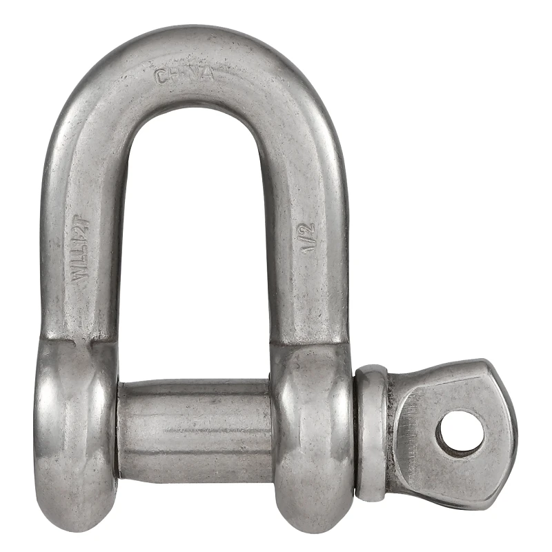 D Shackle, Stainless Steel, 1/2 In.