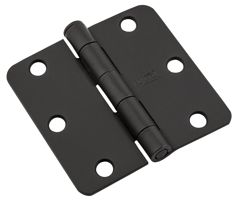 Door Hinge, 1/4 In. Round Corners, Black, 3 In.