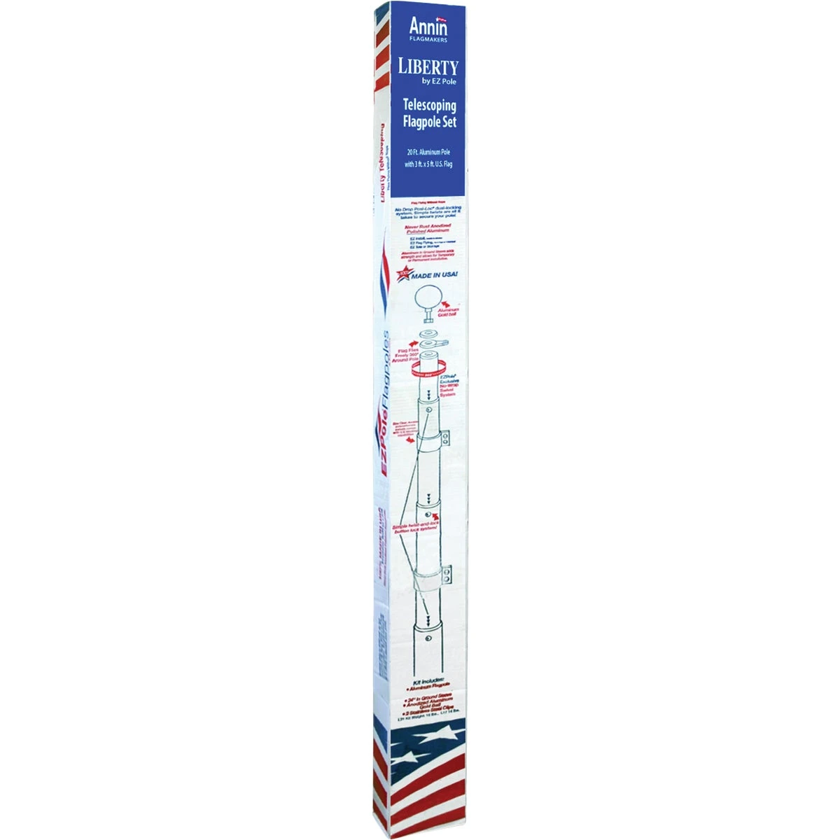 Liberty Flag Set, Telescoping 9.5. to 21 Ft. Aluminum Pole