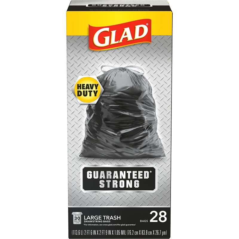 Outdoor Trash Bags, 3-Ply, Drawstring Closure, 30 Gallon, 28-Ct.