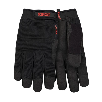 Pro Work Gloves, Poly Spandex, Synthetic Suede, Black, Men's XL