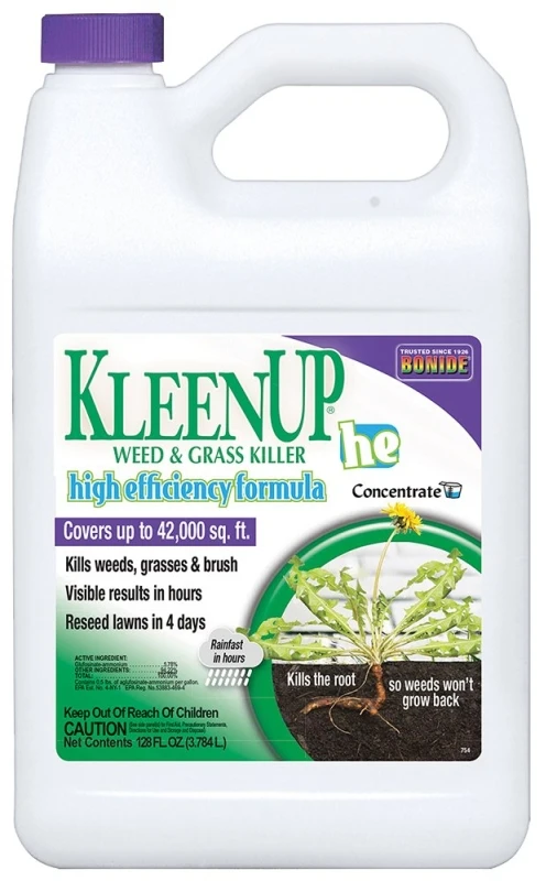 KleenUP he Weed & Grass Killer High Efficiency Formula, Fast-Acting Formula Kills Weeds & Roots, 128 oz. Concentrate