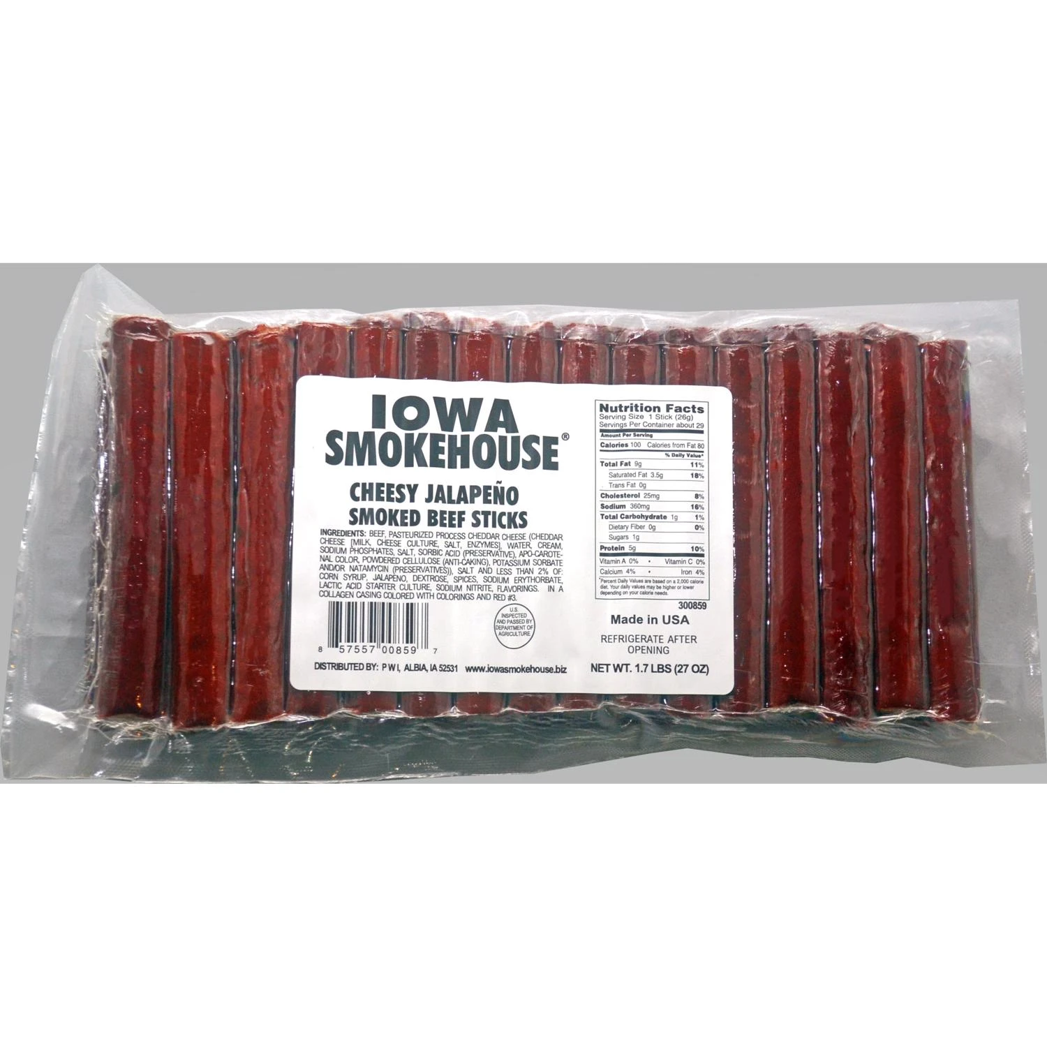 Smoked Beef Sticks, Cheesy Jalapeno, 27-oz.