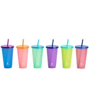 Color-Changing Tumblers, With Straw & Lid, 24-oz. 6-Pk.
