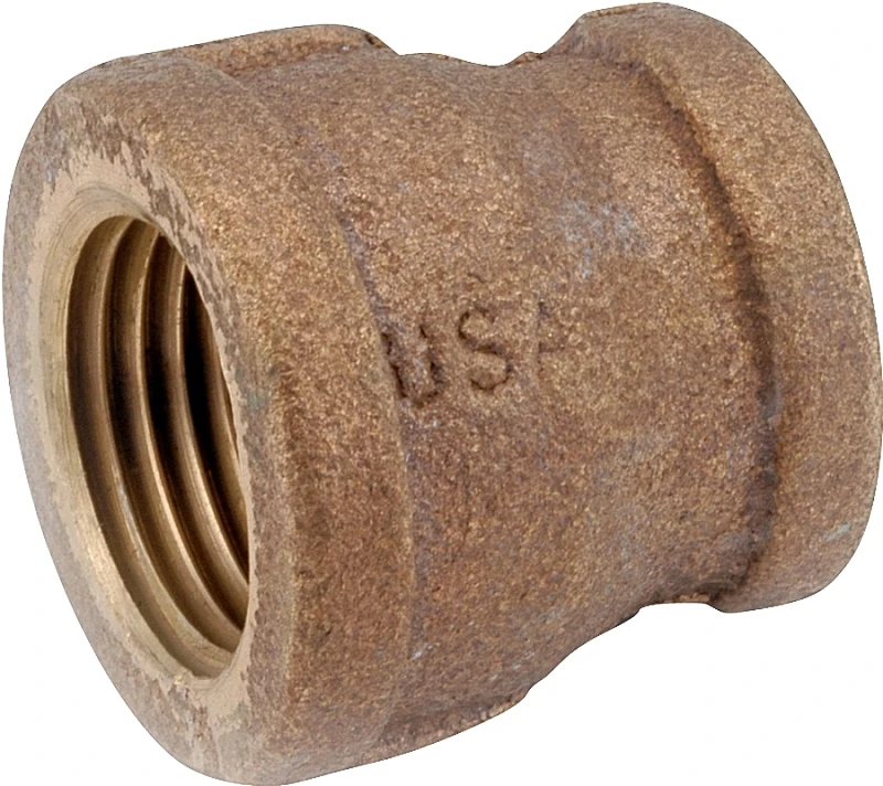 Rough Brass Threaded Reducing Coupling, Lead Free, 1/2 x 1/4 In. Female Pipe