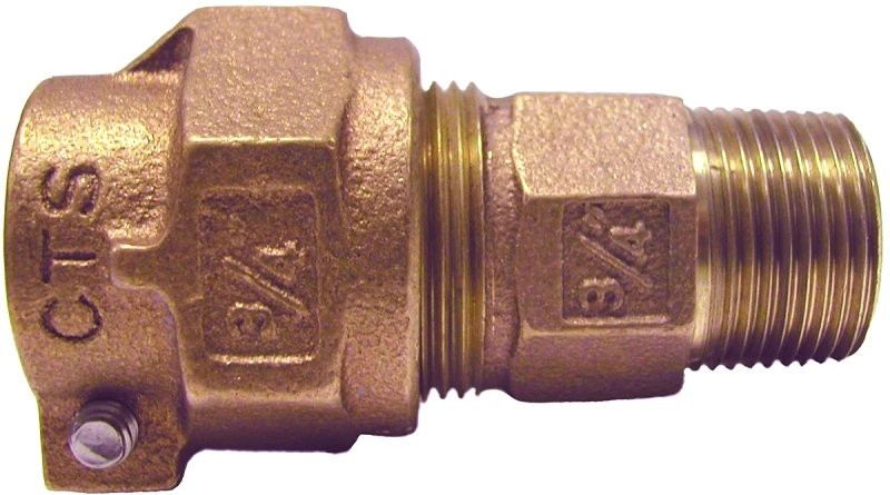 Water Service Coupling, Lead Free, CTS PAK x MIP, 3/4 x 1 In.