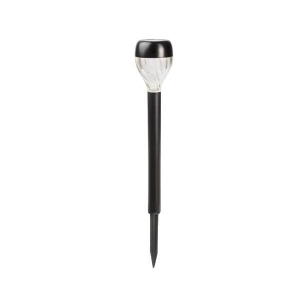 Solar Stake Light, Black Plastic, Round