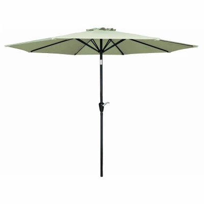 Patio Market Umbrella, Crank Open/Tilt, Steel Pole, Seafoam Green Fabric, 9 Ft.