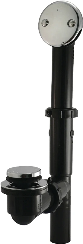 Tip Toe Tub Drain Assembly, Black Plastic, Chrome Finish