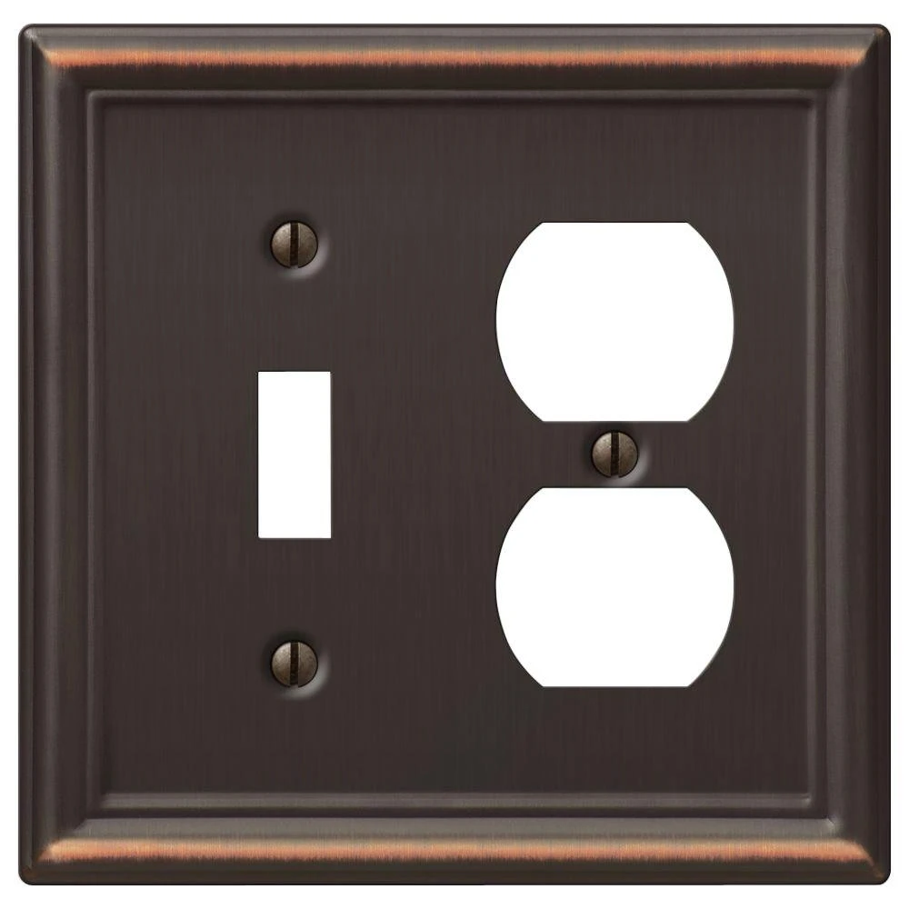 Chelsea Wall Plate, Aged Bronze, Steel, 1 Toggle/ 1 Duplex